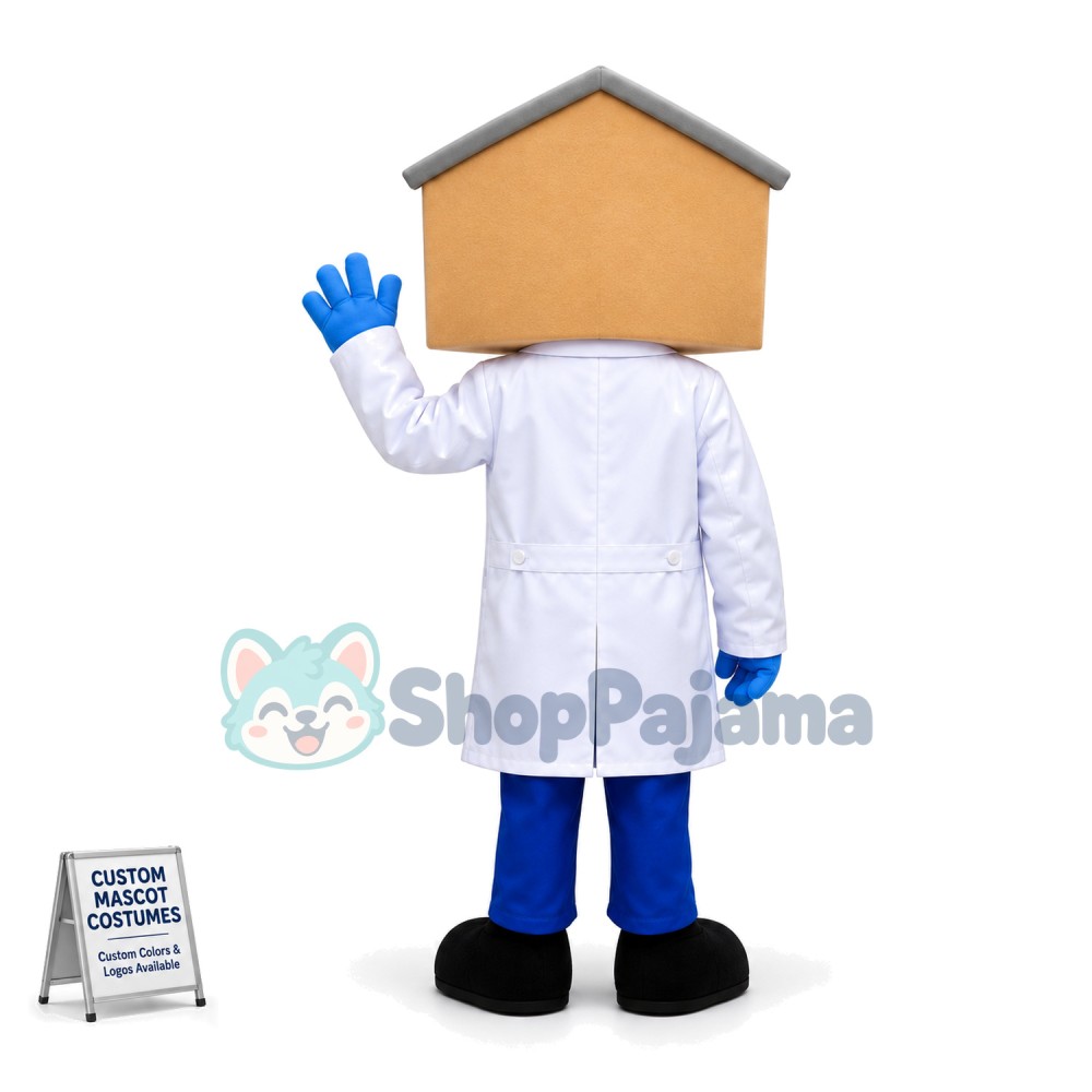 Surgeon With House Head Mascot Cartoon Costume