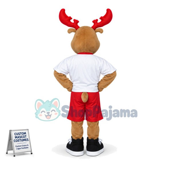 Athlete Elk With Red Antlers Mascot Costume