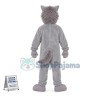 Thin Gray Wolf With Open Mouth Mascot Costume