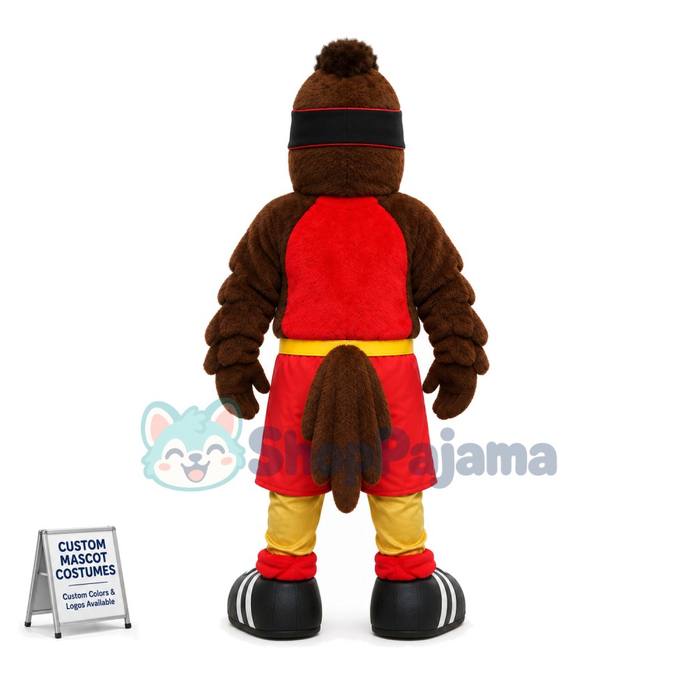 Adult Powerful Eagle In Overalls Mascot Costume