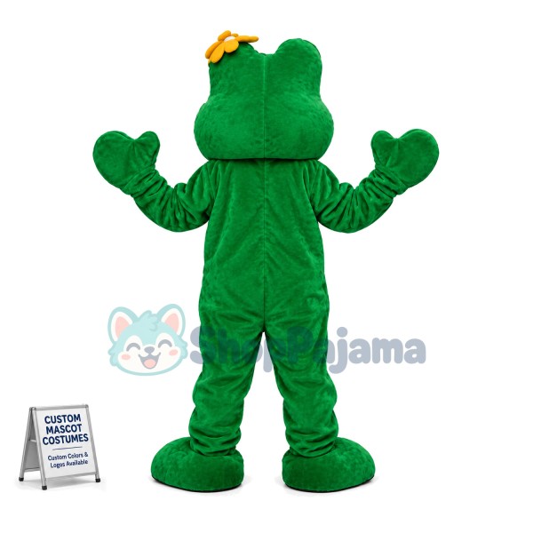 Big Faced Adult Frog With Flower Mascot Costume