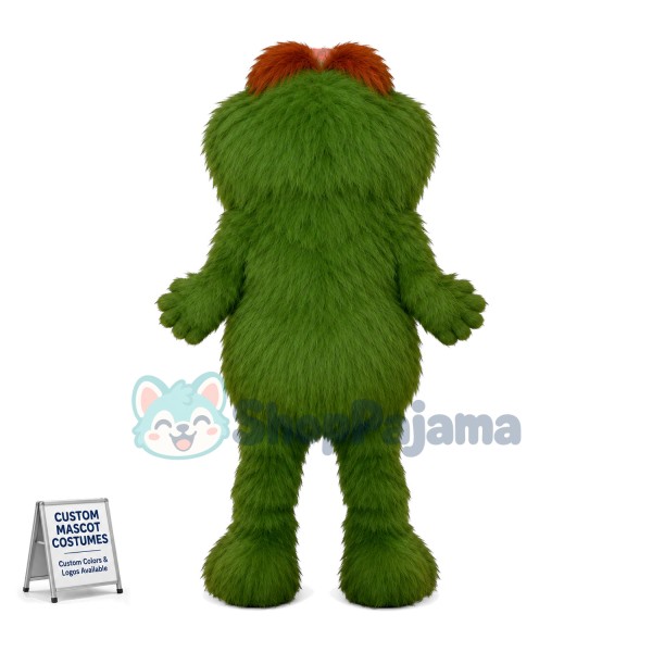 Big Mouth Green Furry Monster Mascot Costume