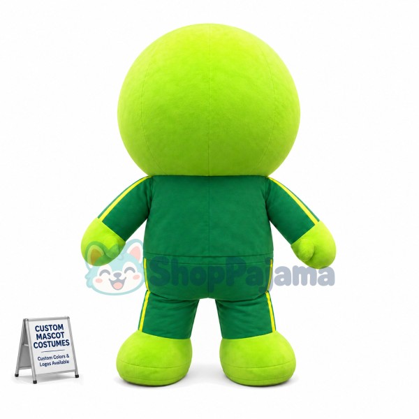 The Green Doll With Humble Expression Mascot Costume