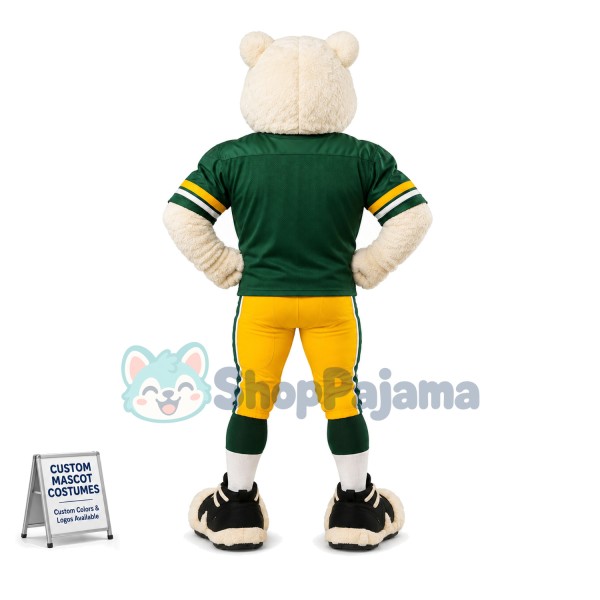 Athletic Rugby Player White Leopard Mascot Costume
