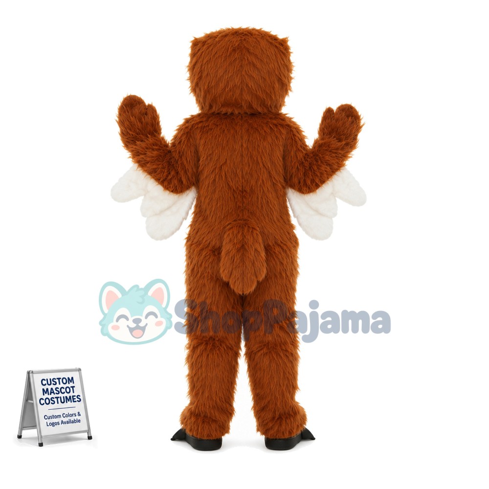 Adult Hairy Owl With White Wings Mascot Costume