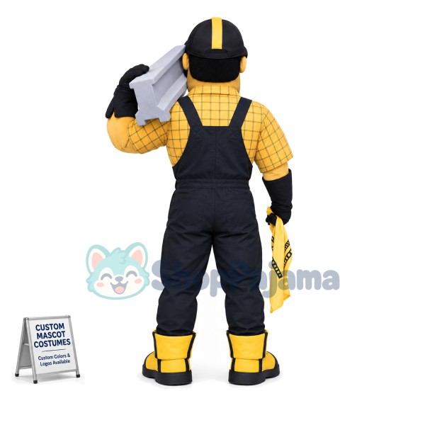 Blue-eyed Worker Carrying Brick Mascot Costume