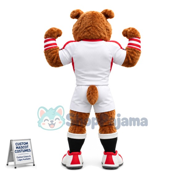 Brown Bear With Strong Chest Muscles Mascot Costume