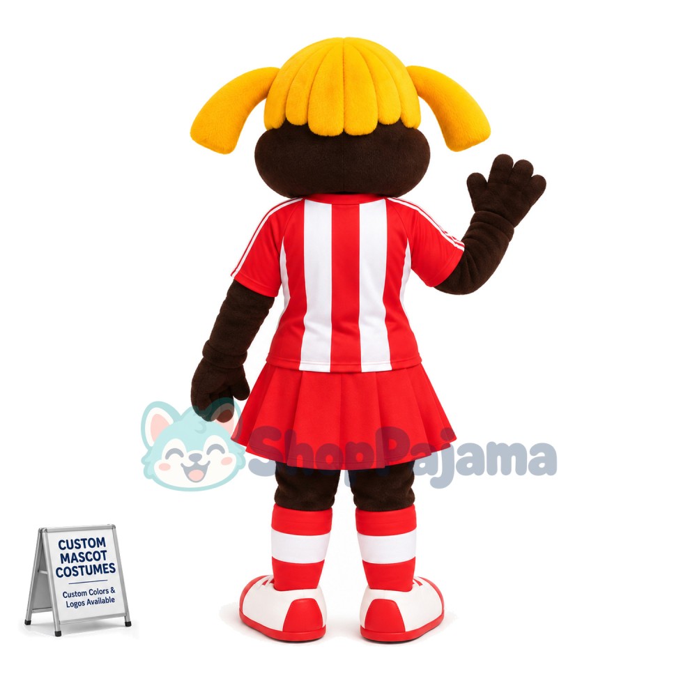 Blonde Black Cheer Girl Doll Mascot Costume