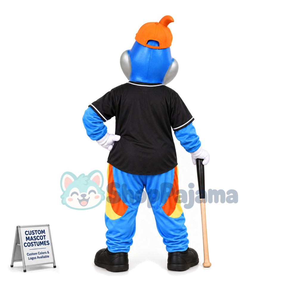 Blue Doll Firing the Starting Gun Mascot Costume