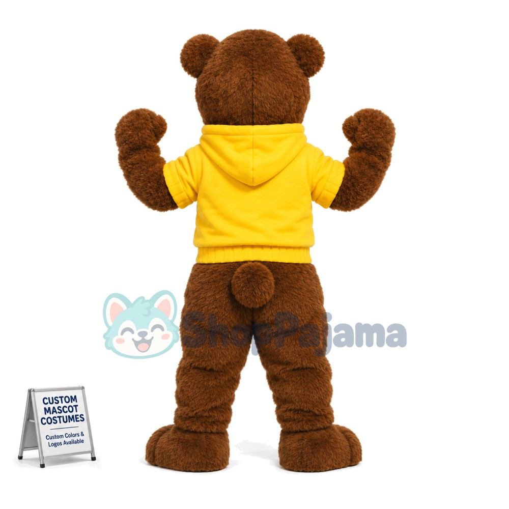 Brown Bear Jumping Excitedly Mascot Costume