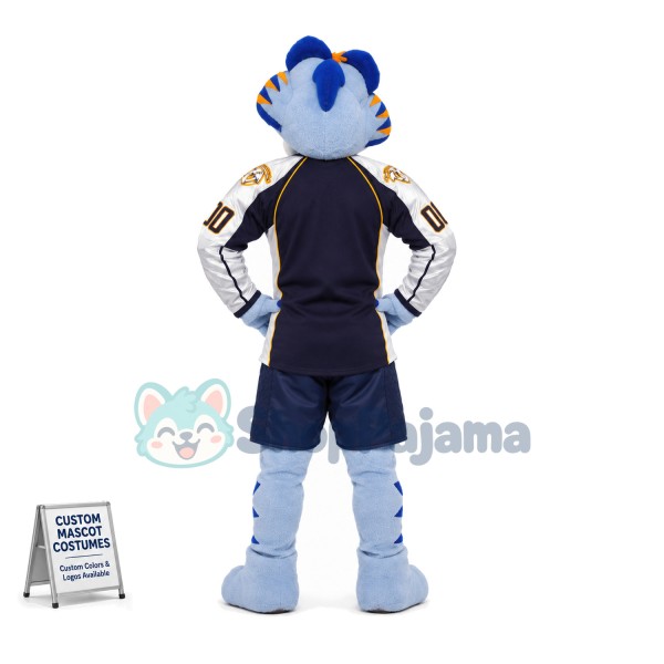The Majestic Light Blue Tiger Racer Mascot Costume