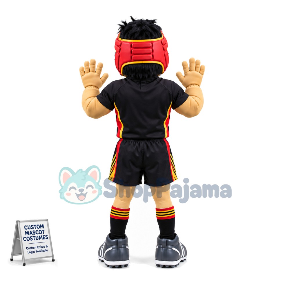 Black Athlete Wearing Protective Headgear Mascot Costume