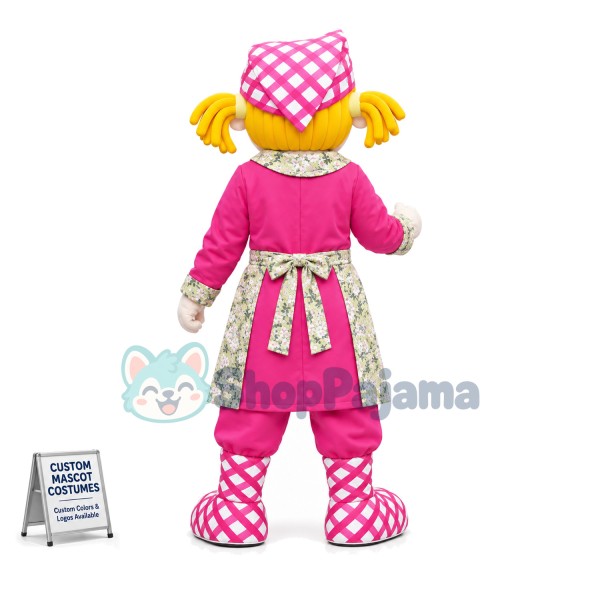 Foreign Waiter With Golden Double Ponytail Mascot Costume