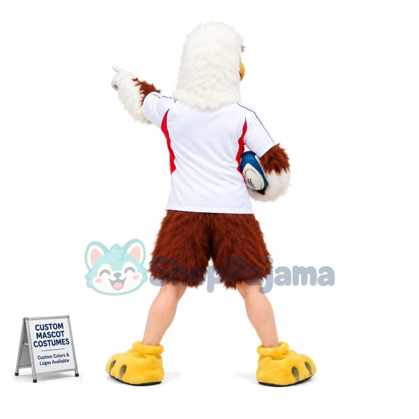 Walking Style Furry Falcon Holding Ball Mascot Costume