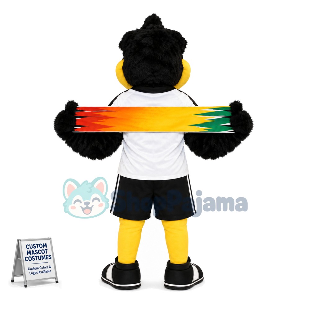 Adult Black Eagle Holding The Signage Mascot Costume