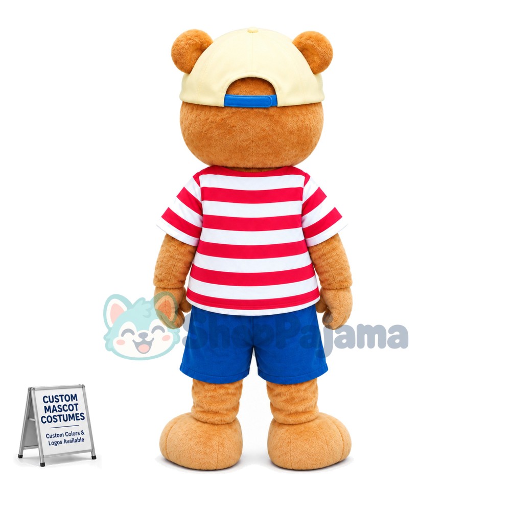 Well-behaved Squirrel Wearing Sun Hat Mascot Costume