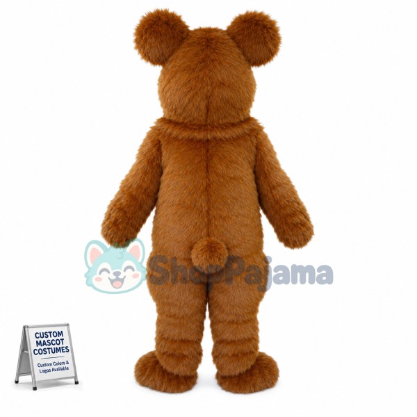 Adult Furry Bear With Pink Nose Mascot Costume