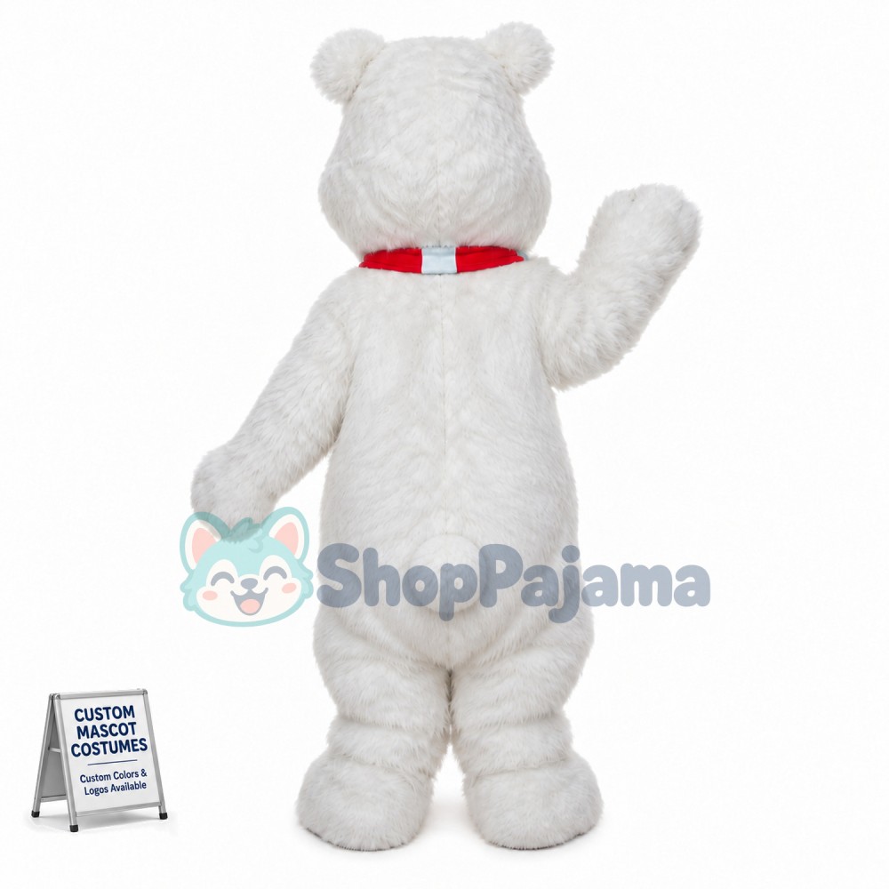 Adult Warm Long Wool White Bear Mascot Costume