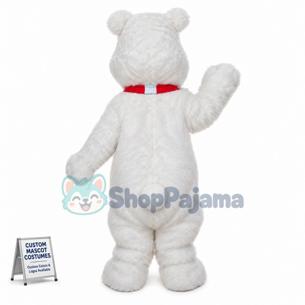 Adult Warm Long Wool White Bear Mascot Costume