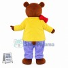 The Father Bear Wearing Yellow Coat Mascot Costume