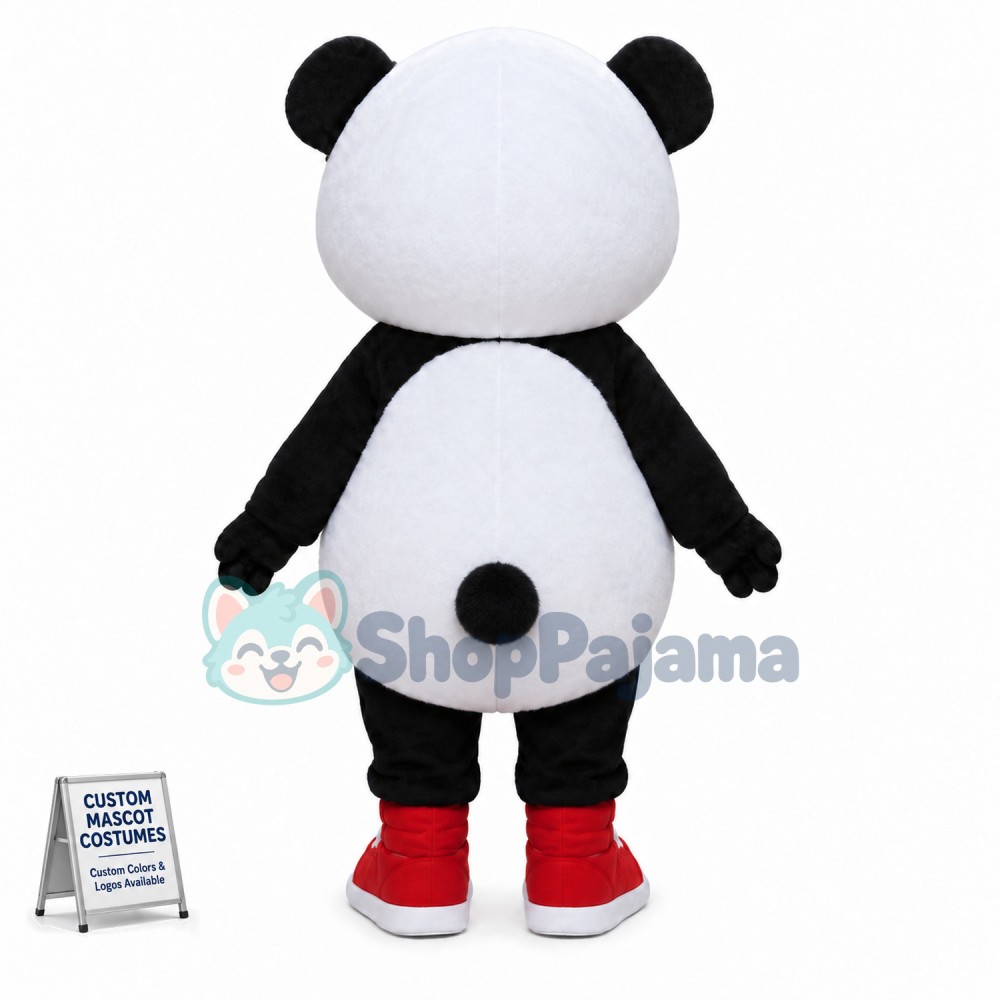 Surprised Small Eyed Baby Panda Mascot Costume