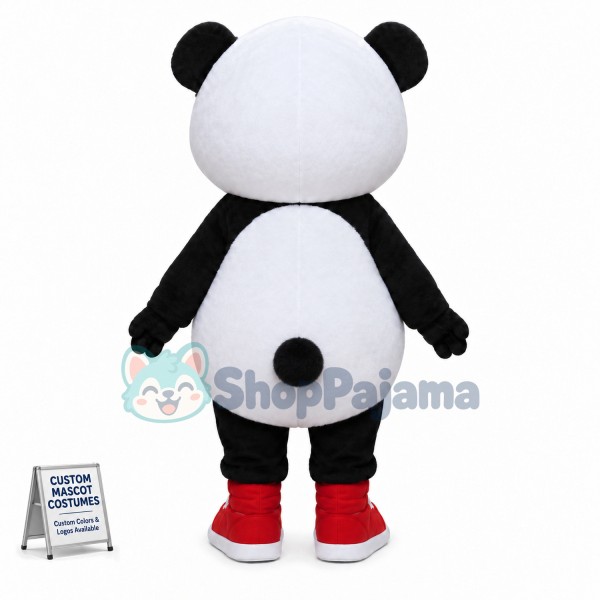 Surprised Small Eyed Baby Panda Mascot Costume