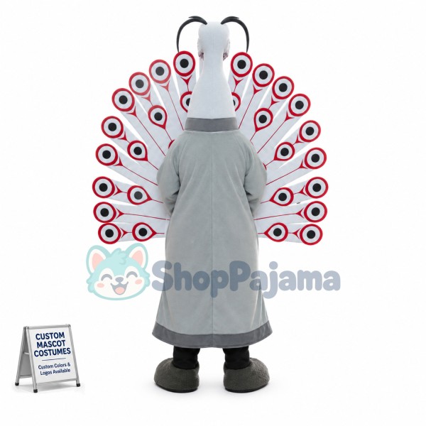 White Peacock In Monk Robe Mascot Costume