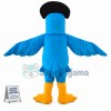 Blue Bird Wearing Hat Mascot Costume
