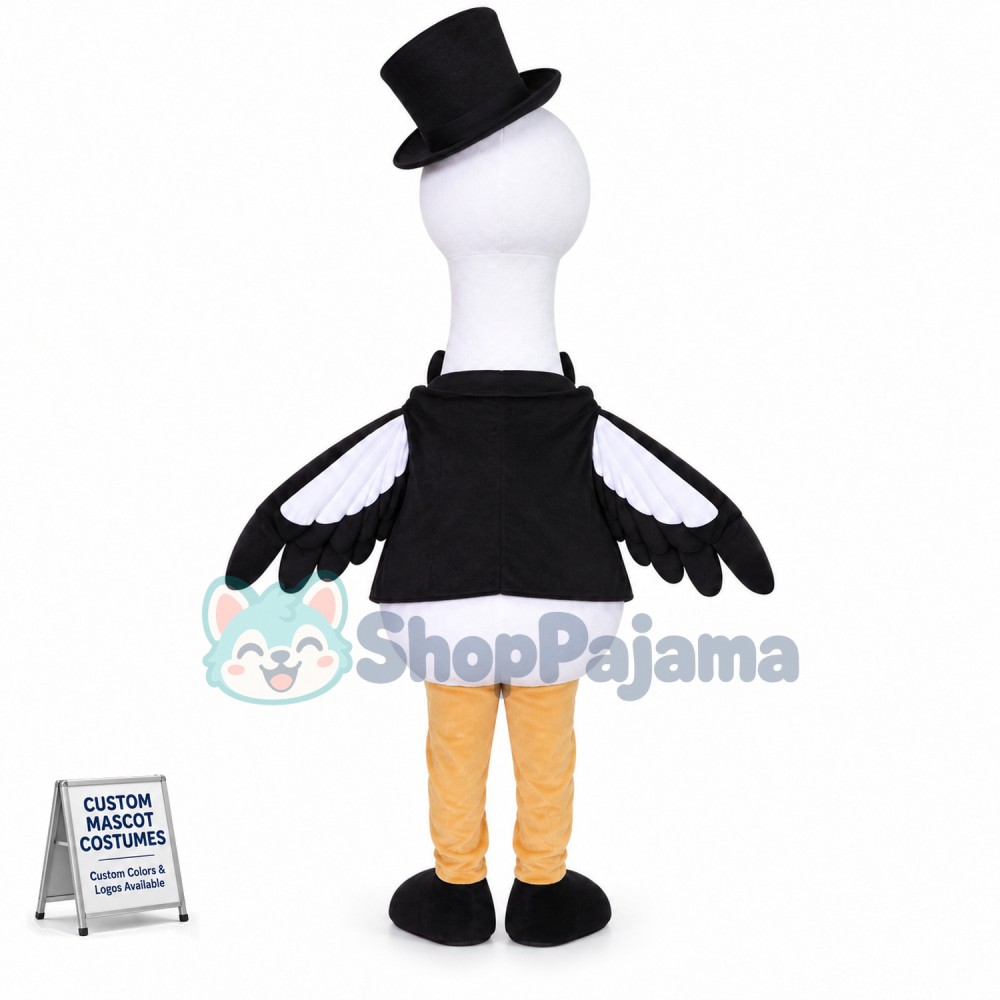 Elegant Ostrich In The Dinner Suit Mascot Costume