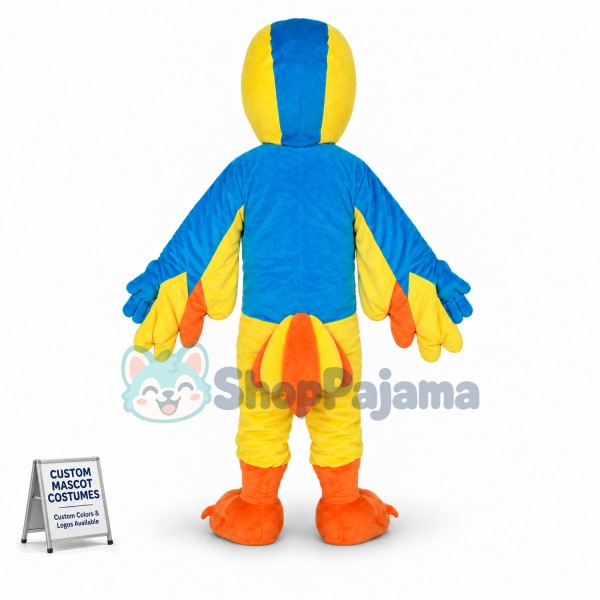Yellow & Blue Bird Mascot Costume For Adult