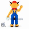 Yellow Calf Wearing Hat Mascot Costume