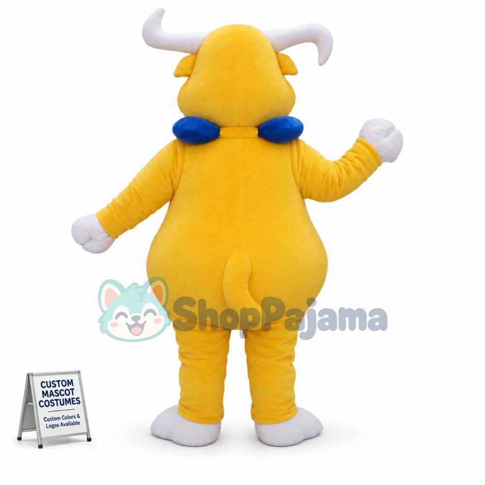 Flying High Yellow Cattle With Pillow Mascot Costume