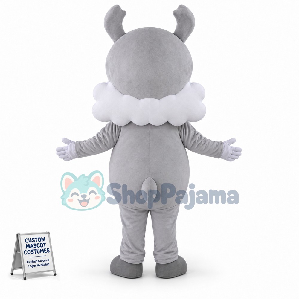 Adult Size Gray & White Dog Mascot Costume