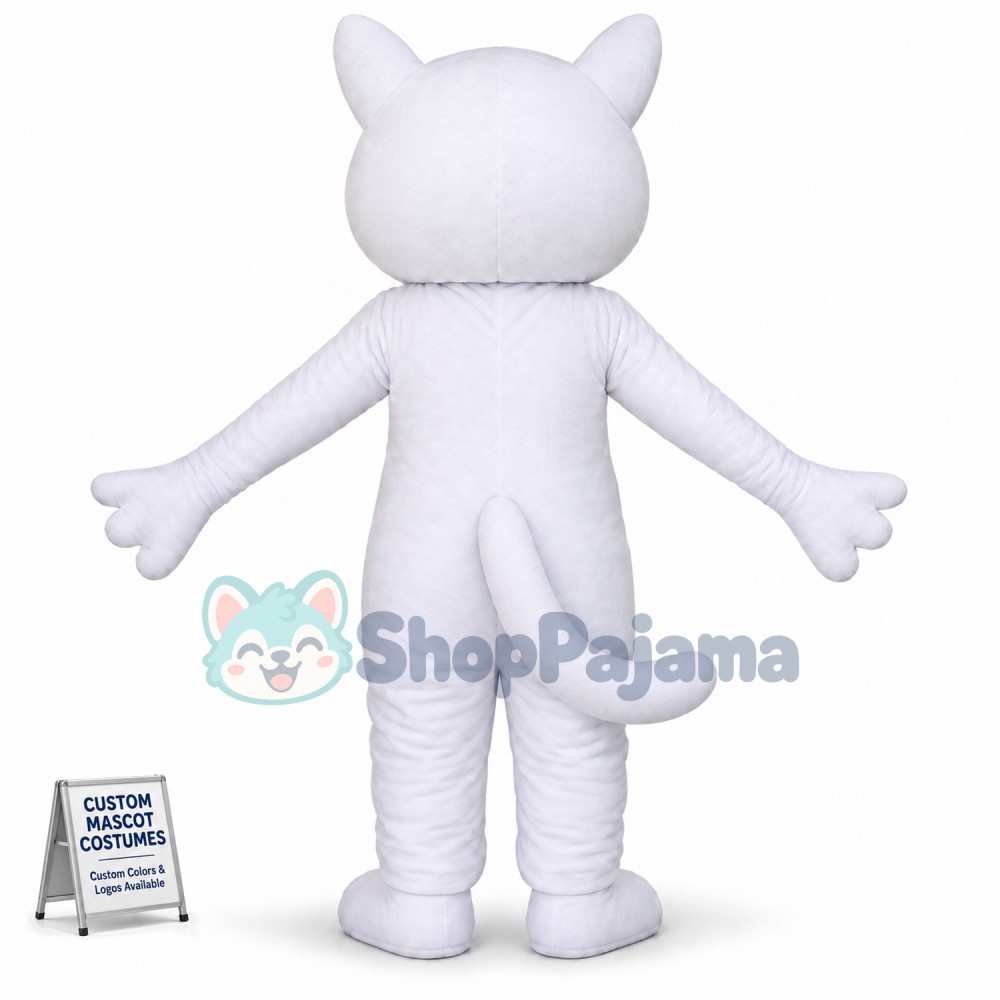 White Cat With Heterochromatic Pupils Mascot Costume