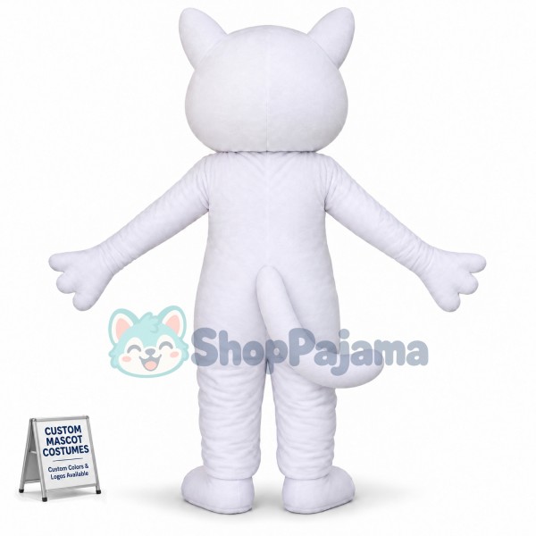White Cat With Heterochromatic Pupils Mascot Costume
