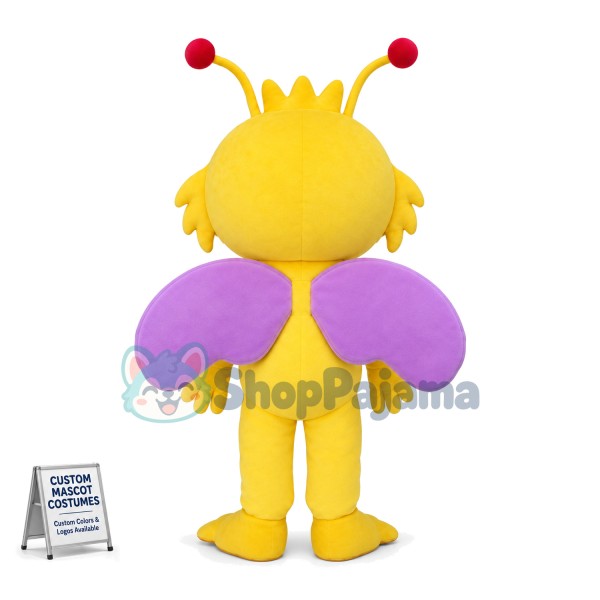 Vivid Butterfly With Purple Wings Mascot Costume