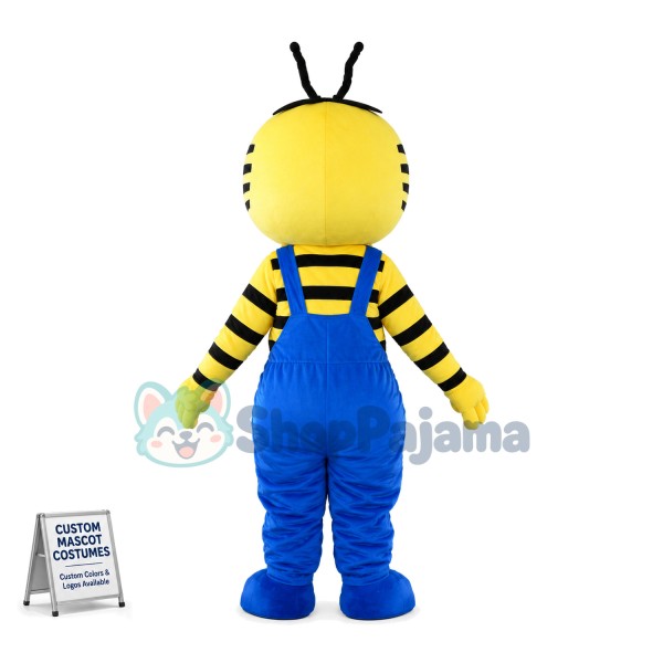 Cartoon Bee In The Blue Rompers Mascot Costume