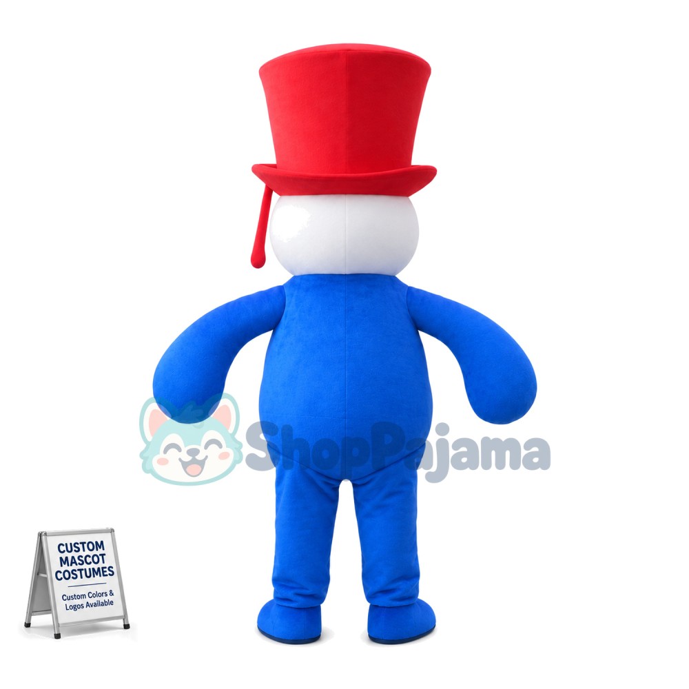 Bright Snowman With Whole Blue Body Mascot Costume