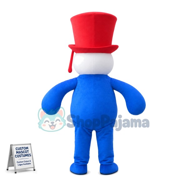 Bright Snowman With Whole Blue Body Mascot Costume