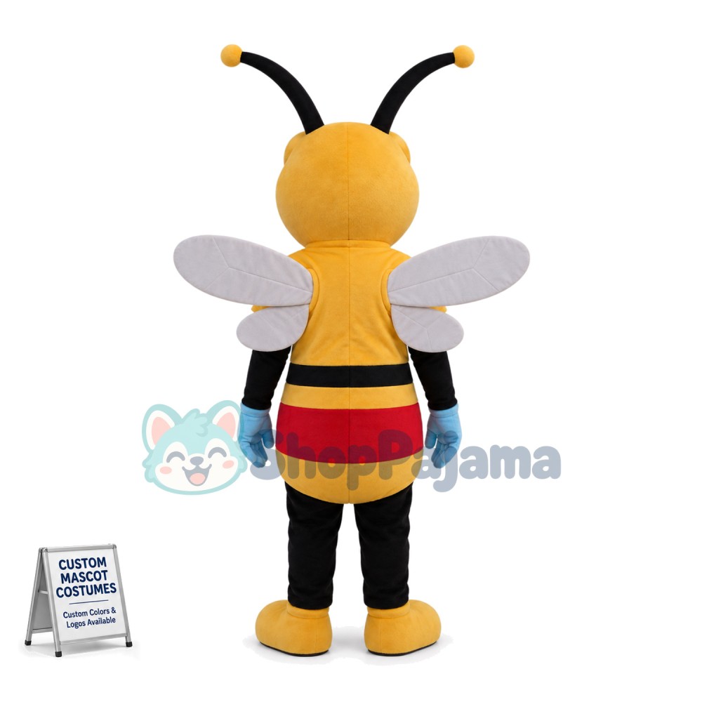 Adult Cartoon Red-nosed Bee Mascot Costume