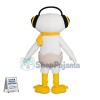 White Eggshell Duck Wearing Earmuffs Mascot Costume