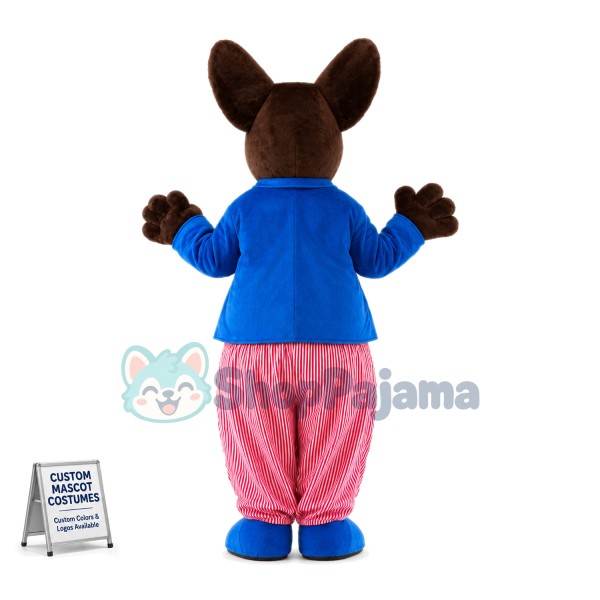 The Cosy Kangaroo In Striped Outfit Mascot Costume