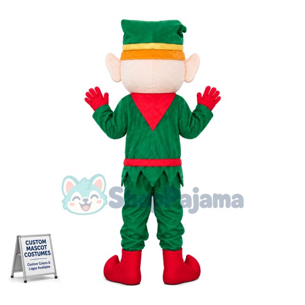 Christmas Elf In Green Suit Mascot Costume