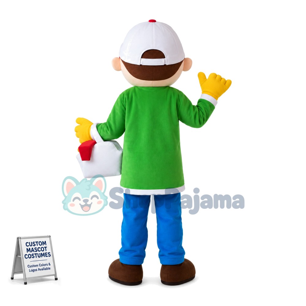 Buyer Boy Carrying Basket Mascot Costume