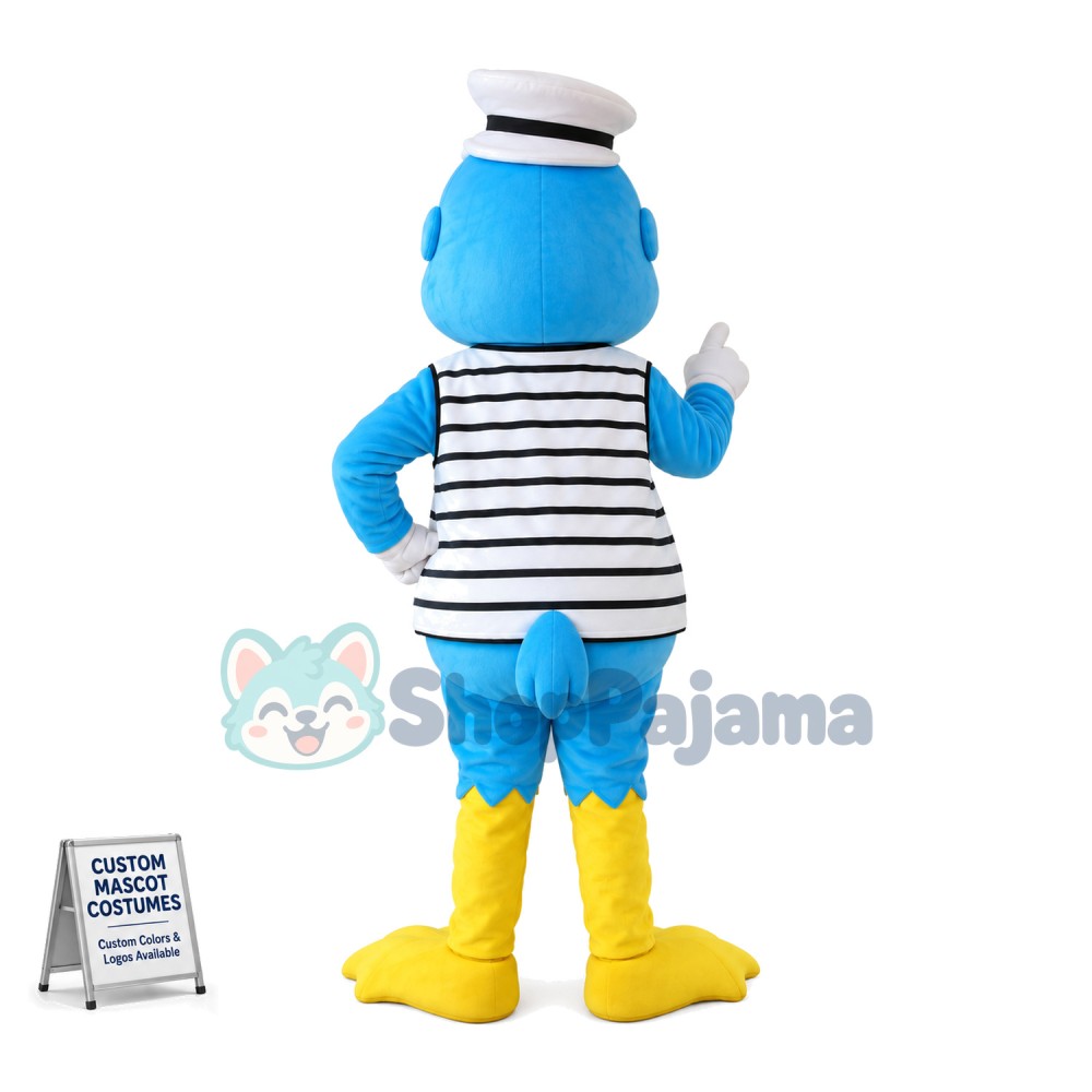Captain Duck In the Striped Vest Mascot Costume