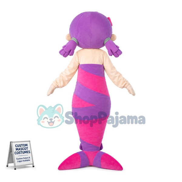 Little Mermaid Princess With Purple Hair Mascot Costume