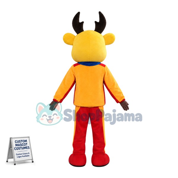 Yellow Reindeer of Battery Company Mascot Costume