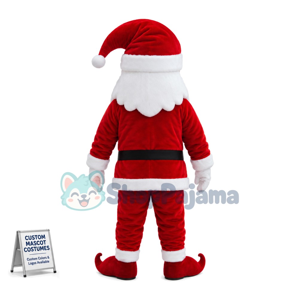Thick White Bearded Santa Claus Mascot Costume