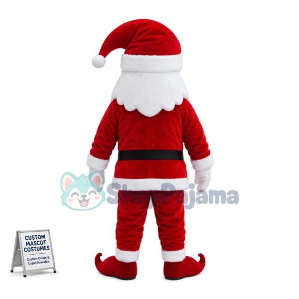 Thick White Bearded Santa Claus Mascot Costume