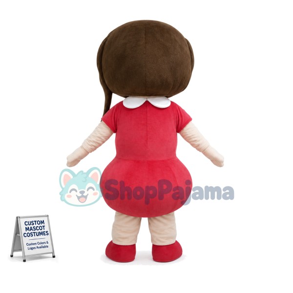 Big Eyed Girl In The Blouse Dress Mascot Costume